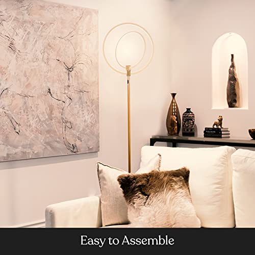 Brightech Eclipse Modern LED Torchiere Floor Lamp - Very High Brightness, Indoor Lamp - Living Room Standing Light - Alternative to Halogen - Built in Touch Dimmer - Gold/Brass