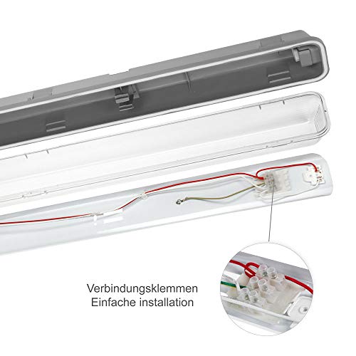 NCC-Licht LED Feuchtraumleuchte Wannenleuchte 157cm IP65 für 1 x T8 LED Röhre G13 150cm – Bild 8