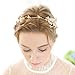 FAYBOX Bridal Headband Gold Leaf Themed Crystal Pearl Wedding Hair Accessories