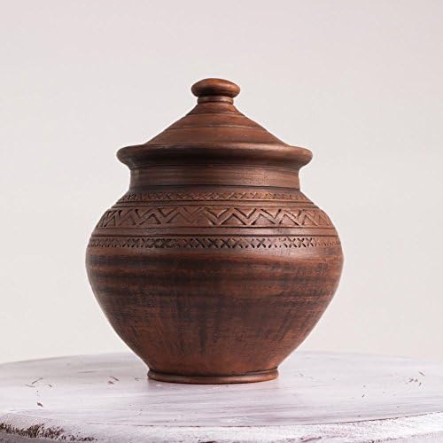 Cooking Pot - Baking Dish volume 1l - Ceramic Pottery Clay Handmade - Oven Dish with Lid