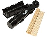 Sushi Bazooka Making Kit - Food Quality All in 1 Sushi Maker with Bamboo Mat Roller and Slicer - Full Instructions and Recipe e-Book Included - Black