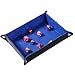 Yiotfandoll Dice Tray PU Leather Folding Dice Holder Storage with Blue Velvet Rolling Surface for RPG DND Dice Table Games 8.5 x 6 inch