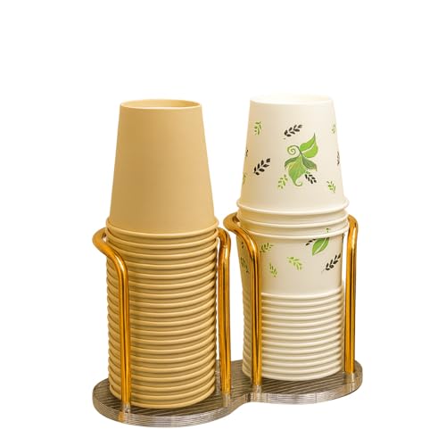 Suporte Para Copos de Acrílico Dispensador de Copos Descartavéis Organize Com Elegância e Sofisticação Ideal para Casa Escritório Consultórios FONSES (Duplo)