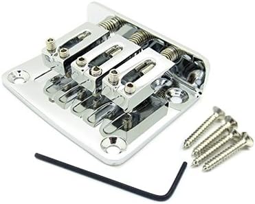 DIAOSnx 3-String Fixed Guitar Bridge Tailpiece Guitar Parts Chrome for Cigar Box Guitars