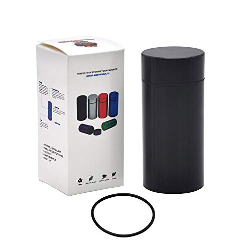 Stash Jar - Airtight Water Proof/ Smell Proof Aluminum Herb Container Bottle (BLACK)