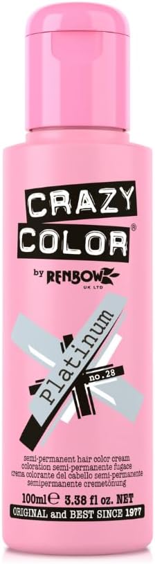 Crazy Color Platinum No.28 Semi-Permanent Hair Dye 100ml by Renbow