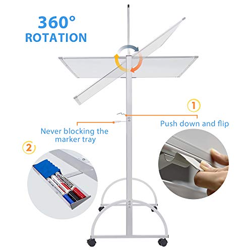 2 Magnetic+Rolling+Whiteboard+Aluminum+Standing
