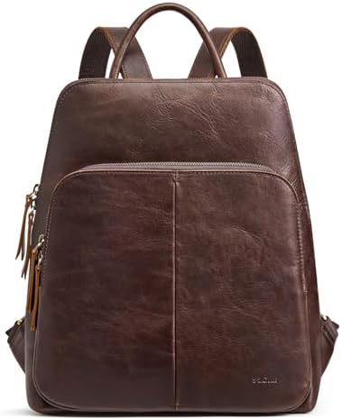 S-Zone Brown Leather Backpack - Everyday Carry Amazon.com: S-ZONE Leather Backpack Purses for Women  main image 3