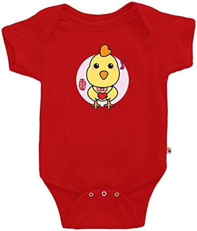 TeezBee Baby Year Of The Rooster Cute Chinese Zodiac Onesie 6-9 Months Red