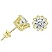 Bling Toman Round Cut Cubic Zirconia Stud Women Mens Earrings(3.50 carats) - Unisex (GOLD)