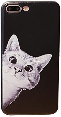 for iPhone 7 Plus Case,for iPhone 8 Plus Case, Hongtianyuan [Lovers Series] Pattern Cat Ultra Thin Slim Soft Flexible Hybrid TPU Silicone Gel Skin TPU Back Protective Case Cover for iPhone 7/8 Plus (Black)