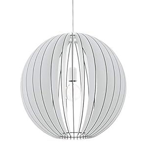 Eglo Houten hanglamp Cossano, 1-vlammige moderne hanglamp, hanglamp van hout en staal, kleur: wit, fitting: E27…