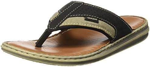 woodland black leather sandals