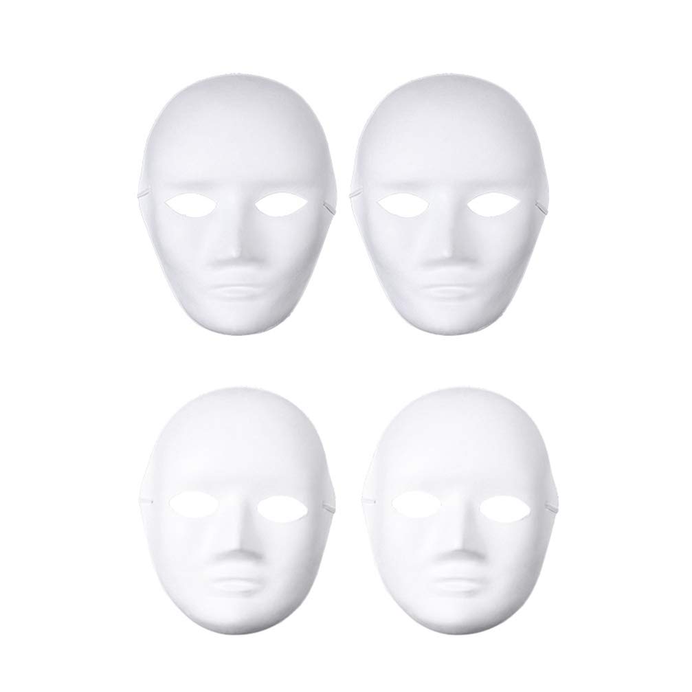 Amosfun White Masks DIY Unpainted Full Face Masks Face Plain Masquerade Masks for Dance Ball Festival Masquerade Party 2pcs Wome Face 2pcs Men Face