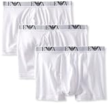 Emporio Armani Men's 3-Pack Cotton Boxer Briefs, White, Large