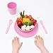 Bobo&Boo Bamboo 5 Piece Children’s Dinnerware, Blossom Pink, Non Toxic & Eco Friendly Kids Mealtime Set for Healthy Infant Feeding, Great Gift for Baby Showers, Birthdays & Preschool Graduations