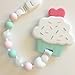 Cupcake Teething Toy with Pacifier Clip Girl, Baby Gift Set (Pink, Mint, Pearl)