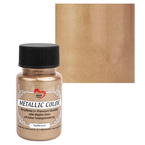 Ideen mit Herz Metallic Colour | Metallic Paint | High Quality Acrylic Paint in Premium Quality with Elegant Metallic Shine and High Colour Pigmentation | 50 ml (Light Brown)