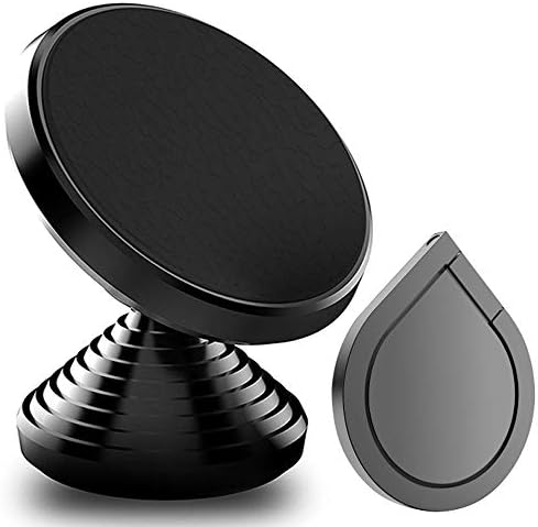 Phone Magnetic Car Dashboard Mount and Finger Ring Stand, ANARONA 360° Rotation Zinc Alloy Finger Grip Phone Holder for iPhone, Samsung, Smartphones, Tablets and GPS (Space Grey)