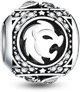 12 Horoscope Zodiac Sign 925 Sterling Silver Charms Fit for Bracelet, Ideal Women’s Gift