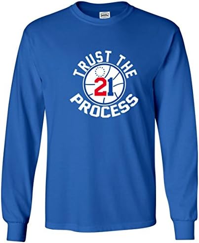 LONG SLEEVE Blue Philadelphia Embiid "Trust the Process" T-Shirt ADULT MEDIUM