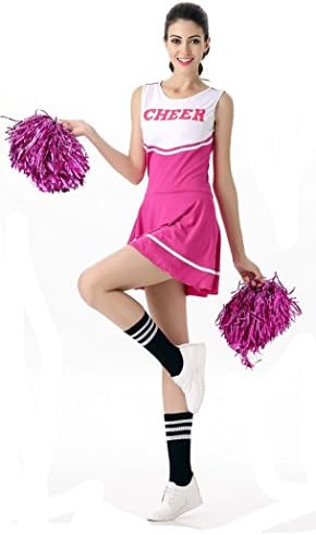 SWISH Women's Adult Cheerleader Costume Fancy Dress Sport Cheerleading Ourfit (Rosered)