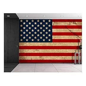 BRAND_NAMELarge Wall Mural Vintage American Flag Vinyl Wallpaper Removable Decorating