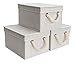 StorageWorks Storage Bins with Lids, Decorative Boxes with Soft Rope Handles, Mixing of Beige, White & Ivory, Medium, 3-Pack