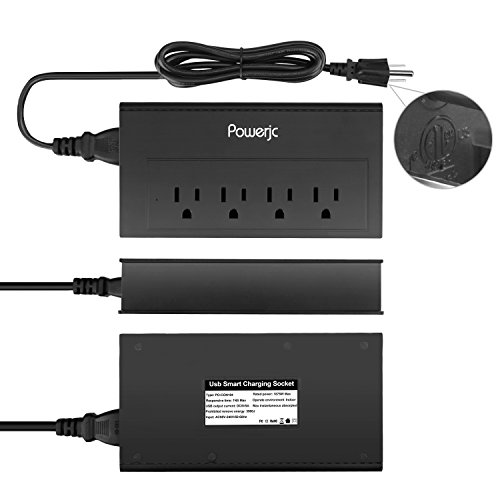 Travel Power Strip Adapter Converter with High Speed Smart USB Charging Powerjc - Black