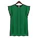 Zmart Women's Ruffle Sleeve Chiffon Blouse Shirt Green X-Large