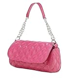 Hoxis Diamond Quilted Shiny Checkered Faux Patent Leather Girls Shoulder Handbag Satchel