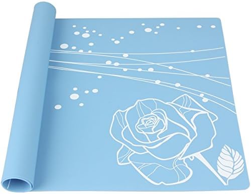 EYGOO Silicone Placemats, Abstract Rose Pattern Table Mat Waterproof Kids Placemat Heat Resistant Silicone Mat for Kitchen Dining Table Decoration (1pc, Sky Blue)