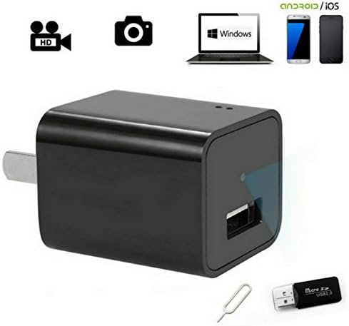 Wireless Wifi Hidden Spy Charger Camera Motion Detection Activated Support IPhone , IOS and Android APP Remote Livestreaming Video viewing With 32GB SD Card Included For Home Security By Saveguard