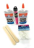 Elmer's Clear Glue | Slime Making Essentials | 2 Pack of Elmer's Clear Glue, Neon Pink Glitter, Sequins & 2 Jumbo Craft Sticks