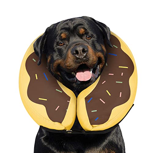 Photo 1 of Dog Cone Collar for Small Medium Large Dogs for After Surgery, Pet Inflatable Neck Donut Collar Soft Protective Recovery Cone for Dogs and Cats - Alternative E Collar Does not Block Vision - Brown,XL
