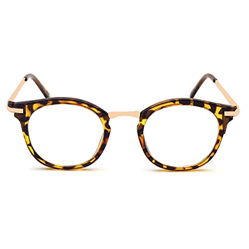D.King Vintage Round Prescription Eyeglasses Horn Rim Clear Lens Eye Glasses Frame Leopard