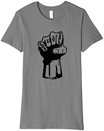 Womens Power To The People Fist - PREMIUM QUALITY Protest T-shirt Small Slate