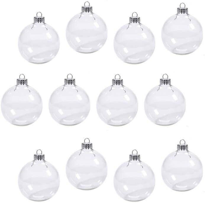 Ornaments - Hanging Clear Glass Ball Ornaments Fillable Ornament Balls Christmas Tree Baubles 60mm (12 Pieces)