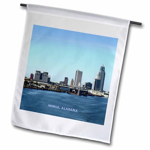 3dRose fl_61676_1 Mobile Alabama Skyline Garden Flag, 12 by 18-Inch