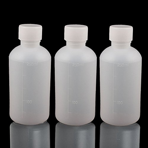 Dealglad 10Pcs 250ml PE Plastic Empty Small Mouth Graduated Lab Chemical Container Reagent Bottle Sample Sealing Liquid Medicine Bottle