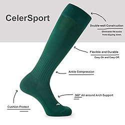 CelerSport 2 Pack Soccer Socks for Youth Kids Adult