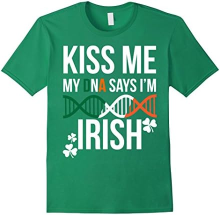 Men's Kiss Me My DNA Says I'm Irish T-shirt Patrick's Day XL Kelly Green