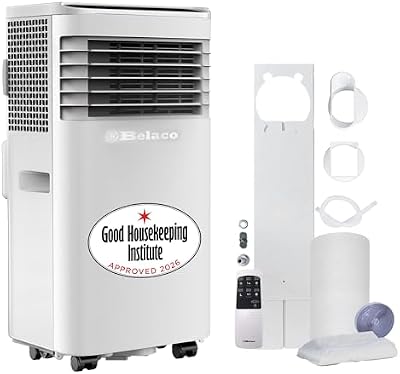 Belaco 9000 BTU Portable Air Conditioner 4 in 1 with Remote Dual Window Kit
