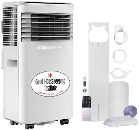 Belaco 9000 BTU Portable Air Conditioner 4 in 1 with Remote Dual Window Kit