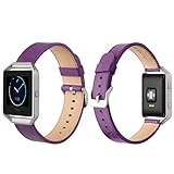 Fitbit Blaze Band, J&D [Classic Series] Genuine Leather Band for Fitbit Blaze Smart Fitness Watch - Purple