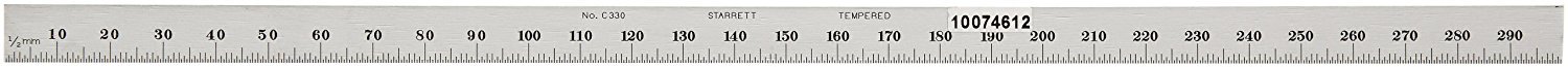 Starrett C331-150 Full Flexible Steel Rule With Millimetre And Inch Graduations, 150 mm Length, 12 mm Width, 0.4 mm Thickness