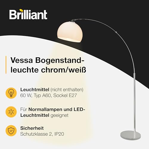 Brilliant Vessa Bogenstandleuchte 1 x E27 max. 60 W White/Chrome 92940/75