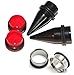 3 Pairs of Black Tapers and Red Plugs Steel Tunnels Ear Stretching Kit Gauges Gauging Plugs 1/2 9/16 5/8 3/4 7/8 1 inch