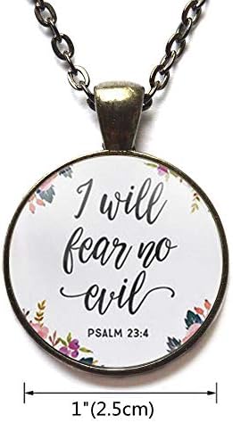 私は恐れない邪悪な詩篇23 4ネックレス花書道聖書引用インスピレーションを得たジュエリースピリチュアルペンダント心に強く訴えるジュエリー 配送員設置送料無料 Tap085