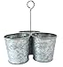 Benjara, Gray Galvanized Metal Cutlery Three Buckets and Ring Holder